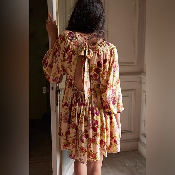 NEW Free People Beck Mini Dress In Warm Tea Combo - Picture 2 of 15